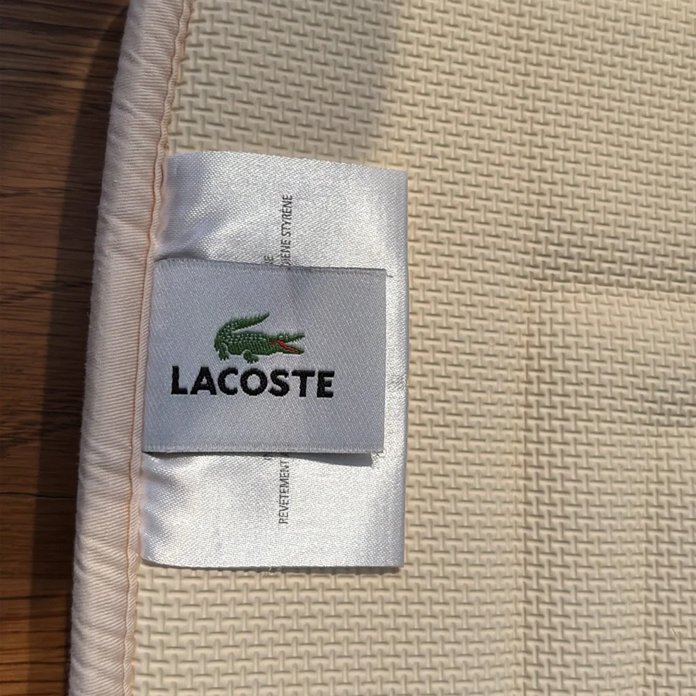 Lacoste Cream Door Mat with Textured Crocodile Accent